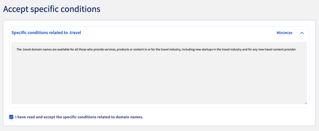 Accept specific conditions