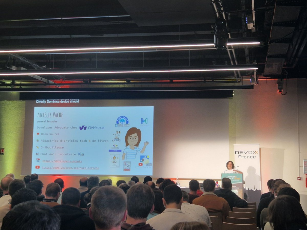 Aurélie Vache speaking at Devoxx France 2026